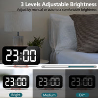 1 x RAW Customer Returns U-picks digital alarm clock, LED digital clock, 6.5 table clock with snooze, adjustable brightness, mirror alarm clock without ticking for bedside table, bedroom, room decor and office rose gold - RRP €22.18