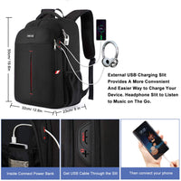 1 x RAW Customer Returns Della Gao 17 Inch Computer Backpack with USB Charging Slot, Anti-Theft Waterproof Men s Backpack Large Capacity Functional Laptop Backpack for Travel Business School - Black - RRP €39.99