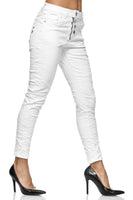 1 x RAW Customer Returns Elara Damen Jeans High Waist Kn pfe Chunkyrayan EL07-9 Weiss-42 XL  - RRP €24.1