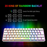 1 x RAW Customer Returns LEAVEN T60-60 Percent Mechanical Gaming Keyboard, QWERTY Layout Wired Keyboard with Blue Switches, RGB LED Lighting Type C Anti-Ghosting for PC MAC PS4 Gamer and Work, White - RRP €32.77