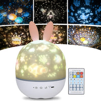 1 x RAW Customer Returns URAQT Star Projector Lamp, Baby Projector, 360 Rotation Music Lamp with Remote Control, Romantic Night Light for Birthday, Christmas, Halloween C-Rabbit  - RRP €22.99