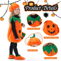 1 x RAW Customer Returns DAOUZL Pumpkin Costume for Kids Halloween, Pumpkin Costume for Halloween with Hat, Shoes and Bag, High Quality Pumpkin Costume for Kids, Pumpkin Costume for Kids for Halloween Carnival Cosplay - RRP €19.15