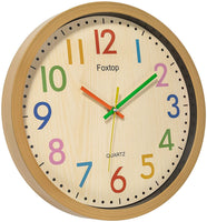 1 x RAW Customer Returns Foxtop Children s Wall Clock Without Ticking Sounds Modern Silent Children s Clock Colorful Clock for Boys Girls Children s Room Bedroom Kitchen Living Room School 30 cm - RRP €21.99