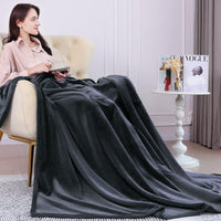 1 x RAW Customer Returns KANKAEU fluffy cuddly blanket 230 x 270 cm, 380GSM super soft and delicate fleece blanket, fluffy blanket, cuddly blanket as a sofa blanket, flannel blanket, couch blanket, dark grey - RRP €26.53