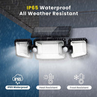 1 x RAW Customer Returns AmbiCasa Solar Outdoor Lights with 2 Motion Sensors, Outdoor LED Solar Street Light with Panel, 305LED 3 Modes 270 Solar LED Spotlights, IP65 Waterproof for Garage, Wall - RRP €18.64