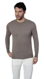 1 x RAW Customer Returns 1stAmerican Long Sleeve Crew Neck Sweater For Men Beige Color Made Of Silk And Cashmere - Fineness Winter Sweater 14 Size L - RRP €27.6