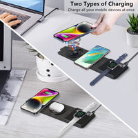 1 x RAW Customer Returns  Dual 15W Wireless Charger, 3 in 1 Foldable Mag-Safe Inductive Charging Station, Magnetic Wireless Charger Compatible with iPhone 15 14 13 12 Series and Apple Watch 7 6 5 4 3, AirPods 2 Pro Galaxy - RRP €40.33