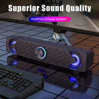 1 x RAW Customer Returns Smalody Soundbar, USB Soundbar, Gaming Speakers with Cool LED Lights, Multimedia Speakers, Perfect for PC Gaming, Computer, Desktop, Laptop - RRP €29.99