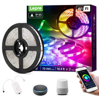 1 x RAW Customer Returns Lepro Smart LED Strip 5M Outdoor, RGB Dimmable 150 LEDs, Smart LED Strip Wifi, WiFi LED Tape IP65 Waterproof, Super Bright Self-Adhesive Light Strip, Fairy Lights Compatible with Alexa, Google Home - RRP €25.07