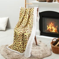 2 x Brand New Queenshin Cuddly Blanket Fluffy Yellow Leopard Print 150 x 200cm, 490 GSM Cuddly Soft and Warm Sherpa Blanket Plaid Sofa Throw - RRP €9.98