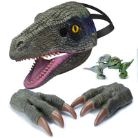 9 x RAW Customer Returns TUKIIE Dino Mask with Movable Jaw, Halloween Mask for Children Adults, 1 x Dinosaur Mask, 2 x Claws, 2 x Small Dino Toys, Dinosaur Cosplay Halloween Easter Christmas Party - RRP €243.55