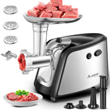 1 x RAW Customer Returns Meat grinder AOBOSI 3-IN-1 electric meat grinder with 3 stainless steel grinding plates, kubbe sausage filling tubes, 1200W max motor for fast and fine grinding, stainless steel meat grinder with blades. - RRP €100.84