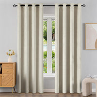 1 x Brand New EMEMA Pack of 2 100 opaque blackout curtains, velvet curtains with eyelets, thermal curtain, eyelet curtain, blackout curtains for bedroom, living room, 140 x 260 cm, ivory white - RRP €55.54