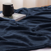 1 x RAW Customer Returns WAVVE Flannel Blanket for Bed 135 150, Large Blanket for Sofa 220x240 cm, Soft, Warm, Breathable Bedspread 240x220 cm, Navy Blue  - RRP €26.53