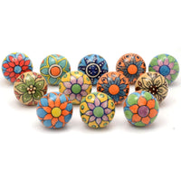 1 x RAW Customer Returns The Boho Street Premium Quality Ceramic Door Handles - Assorted 12 Multicolor Floral Pattern Ceramic Knobs Mixed Designs Cabinet Door Knobs Drawer Pulls - RRP €21.99