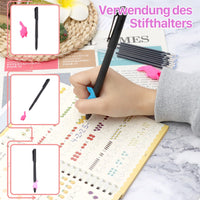 4 x Brand New Scettar Magic Booklet German, 4 pieces magic exercise booklet, with 2 pen holders, 18 pen leads, 2 silicone grippers, handwriting tracing for children learning to write numbers, drawing, math and letters - RRP €32.2