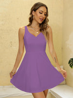 1 x RAW Customer Returns Missufe Party Dress Cocktail Dress A Line Evening Dress Ladies Summer Dress Rockabilly Mini Dress Swing Elegant Dresses Purple, Small  - RRP €43.99