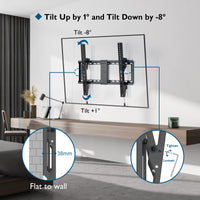 1 x RAW Customer Returns BONTEC Tilting Wall TV Mount for 37-82 Inch Flat Curved LED LCD Screens, TV Mount Capacity up to 60 kg, Max VESA 600x400 mm, with Bubble Level and Cable Tie - RRP €29.97