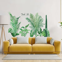 1 x RAW Customer Returns DIY Large Green Plant Leaves Wall Sticker, VASZOLA Removable Tropical Plants Wall Stickers Wall Decoration Watercolor Palm Leaves Plants Wall Stickers Art Murals for Living Room Bedroom - RRP €12.1