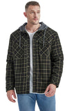 1 x Brand New Mr.Stream Men s Checked Shirt Jacket Transition Jacket Long Sleeve Casual Shirts Lining Check Flannel Shirt Hood Men s Jackets 3252 Green S - RRP €84.05