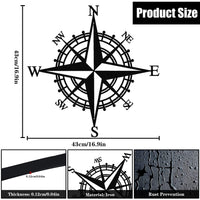 1 x RAW Customer Returns Luccyle 43cm Large Decorative Nautical Compass, Black Metal Compass Decoration for Home Outdoor Living Room - RRP €22.55