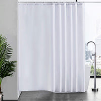 1 x RAW Customer Returns White shower curtain, anti-mould, bathroom curtain, waterproof for shower, bathtub in bathroom, shower curtains extra length made of washable fabric, extra wide 244x200 with 16 rings. - RRP €21.17