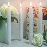 1 x RAW Customer Returns Eldnacele LED stick candles with timer function flickering flame, spiral candles twisted stick candles decorative household candles drip-free white 2 x 25 cm made of stearin for restaurants, weddings and parties - RRP €27.99