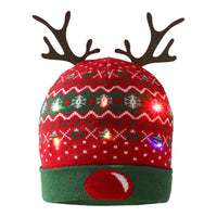 2 x RAW Customer Returns ZOYLINK LED Christmas knitted hat beanie hat decorative antlers knitted hat winter hat warm hat - RRP €31.64