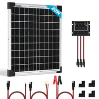 1 x RAW Customer Returns 20W solar panel kit 12V monocrystalline solar module, solar cell solar system PV with 5A solar charger charge controller for motorhome garden camper boat and roof of the house - RRP €50.99