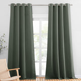 1 x RAW Customer Returns PONY DANCE Blackout curtain with eyelets, curtains, living room, modern, heat-insulating curtains, opaque eyelet curtain, set of 2, H 245 x W 140 cm, gray green - RRP €41.4