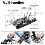 1 x RAW Customer Returns Bicycle repair set, bicycle multifunctional tool 16 in 1 tools, multifunctional tool, tire lever, bicycle valve - RRP €10.07