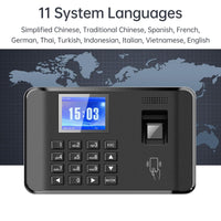 1 x RAW Customer Returns Bisofice time recording for small businesses, time clock time recording employees, working time recording for small businesses German, fingerprint password ID, with 11 languages, USB data export - RRP €59.0