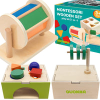 12 x Brand New Quokka Montessori Toys for Kids 12 Months - Shape Sorter Toy for Toddlers Ages 1 2 3 Years Rainbow Spinning Drum Sorting Cubes Discs on Dowels - RRP €366.36