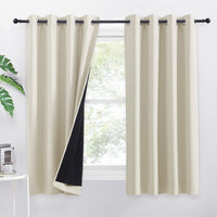 1 x RAW Customer Returns PONY DANCE Girls Bedroom Curtains - 2 Pieces 140x145 CM Light Beige Curtains for Living Room 100 Blackout Curtains for Interiors Kitchen Curtains with Rings Packaged Curtains - RRP €39.95