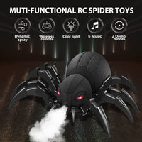 1 x RAW Customer Returns Remote Control Spider Children s Toy - Realistic RC Spider, Music Effect, LED Remote Control Car Toy for 3 4 5 6 7 8 9 10 11 12 Year Old Boys Girls, Gifts for Halloween Birthday - RRP €28.99