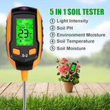 1 x RAW Customer Returns flintronic 5 in 1 soil tester pH meter, PH value measuring device soil, for soil moisture PH value sunlight light, moisture meter, for plant soil, garden, farm, lawn, vegetable garden - RRP €40.8