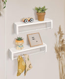 1 x RAW Customer Returns Mazjoaru wall shelf white children s room bookcase set of 3 floating shelves children s shelf white with wooden bead design for organizer kitchen spice rack wall decoration storage shelf for children living room - RRP €47.39