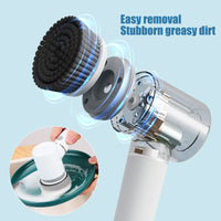 1 x RAW Customer Returns Electric cleaning brush, handheld spin scrubber, 2 gears adjustable, powerful kitchen cleaning brush with 6 brush heads, for tile cleaning, bathroom, toilet - RRP €26.81