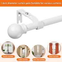 1 x Brand New Curtain rods with round end pieces 76 to 115 cm, 1.6 cm diameter matt white curtain rod with brackets fitting set window rods for living room outdoor area, 2 pieces - RRP €26.8