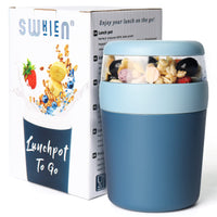 1 x RAW Customer Returns Swkien muesli cup to go, yoghurt cup for on the go with spoon, leak-proof yoghurt large 250ML 500ML dishwasher safe lunch pot, cereal, cup for work, school, picnic travel - RRP €15.99