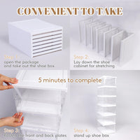 1 x Brand New BoxedHome Foldable Shoe Storage Box 6 Layers, All-in-One Shoe Organizer for Sneakers and High Heels, Clear Shoe Boxes for Shoe Storage, White - RRP €56.62