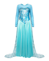 1 x RAW Customer Returns Nofonda Frozen Dress, Blue Sequin Long Dress, Elsa Splendid Princess Skirt Costume, Women s Elegant Dress for Costumes, Halloween, Cosplay, Carnival XL  - RRP €38.99