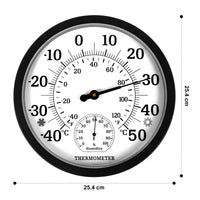 1 x RAW Customer Returns Indoor Outdoor Thermometer Hygrometer - 10 inch outdoor thermometer large numbers, 2 in 1 thermometer hygrometer, outdoor thermometer for patio black  - RRP €20.16