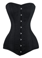 1 x RAW Customer Returns Charmian Women s Spiral Steel Boned Brocade Long Torso Hourglass Body Shaper Corset Satin Black 7X-Large - RRP €21.6