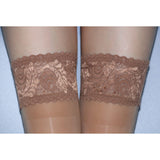 1 x Brand New GOCBOBO Women s Hold-Up Stockings with Non-Slip Silicone Lace Top Sexy Transparent Oily Silk High Socks 8 DEN Brown - RRP €22.8