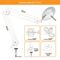 1 x RAW Customer Returns Beyamz Magnifying Lamp, Work Light - with 105mm 5 Diopter Glass Lens, Metal Clamp, Rotatable Arm, 3 Color Mode Dimmable Lights - RRP €59.99