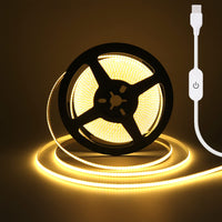 1 x RAW Customer Returns Wisada Dimmable COB LED Strip 4m, DC5V 320LEDs m Flexible LED Strip Light, Indoor Non-Waterproof Warm White USB LED Strip Fairy Lights with Solder White Touch Dimmer for Party FPCB 5MM  - RRP €20.16