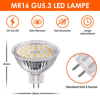 1 x RAW Customer Returns Eslas GU5.3 LED warm white CRI 90, MR16 4.7W 520Lm, 50 watt replacement, 2700K warm white, AC DC 12V, 120 beam angle, non-dimmable, pack of 10 - RRP €27.99