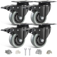 1 x RAW Customer Returns BAOLIHUI 75mm grey heavy-duty castors with brake - furniture castors up to 500KG, 360 mobility - set of 4 industrial castors including mounting accessories - swivel castors for indoor and outdoor furniture - RRP €29.99