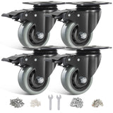 1 x RAW Customer Returns BAOLIHUI Set of 4 Gray Swivel Wheels 75mm with Brake and Bolts - Wheels for Trolley and Furniture up to 500KG - 360 Rotation Easy to Install for Indoor and Outdoor Use. - RRP €29.99